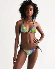 Load image into Gallery viewer, Aqua Floral Women's Triangle String Bikini