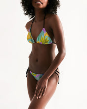 Load image into Gallery viewer, Aqua Floral Women's Triangle String Bikini